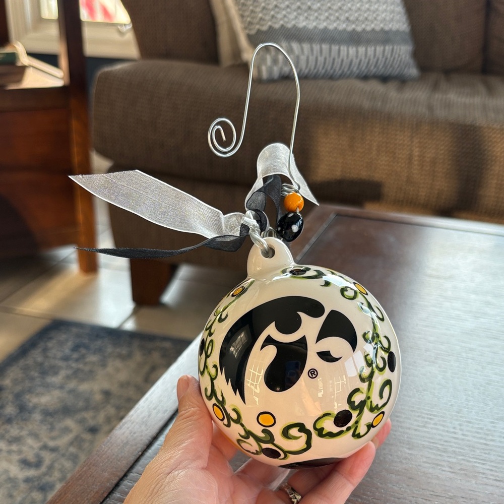 Glory Haus Iowa Hawkeyes Ball Ornament, 4 by 4-Inch